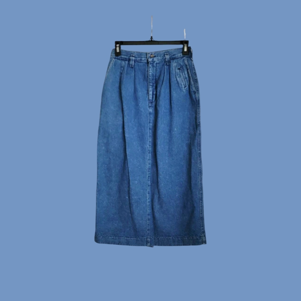 Vintage Dockers midi blue denim skirt